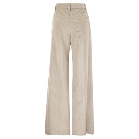 Brunello Cucinelli Women Fluid Corduroy Sartorial Track Trousers With Jewellery